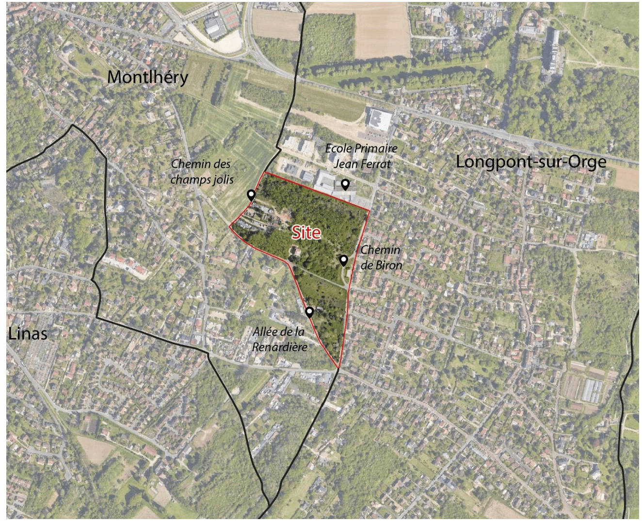 Plan d'implantation du projet Biron à Longpont-sur-Orge