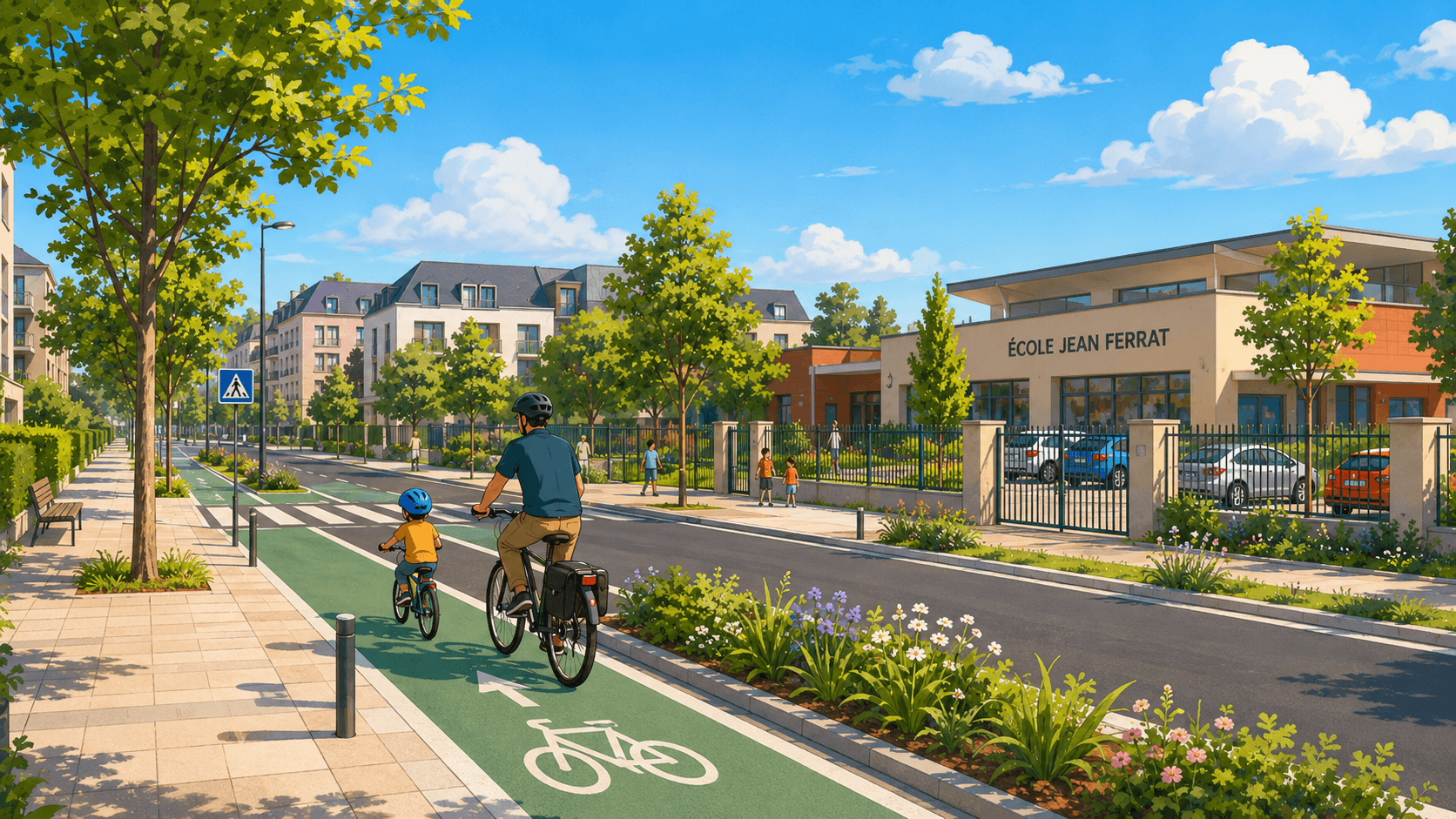 Piste cyclable et aménagements du projet Biron à Longpont-sur-Orge