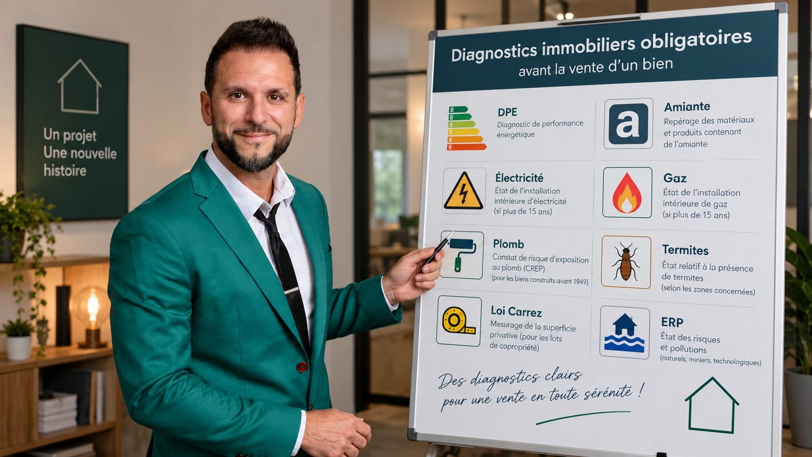 Antonio Figueiredo, conseiller immobilier à Longpont-sur-Orge, présentant la liste des diagnostics immobiliers obligatoires pour une vente