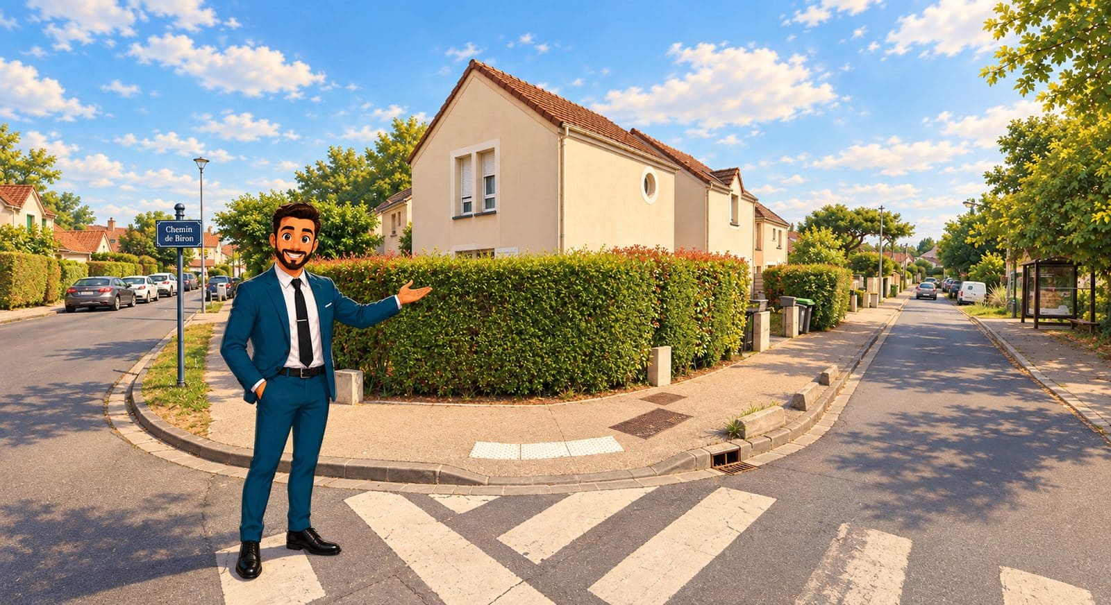 Antonio Figueiredo, conseiller immobilier IAD, devant une maison à vendre au chemin de Biron à Longpont-sur-Orge
