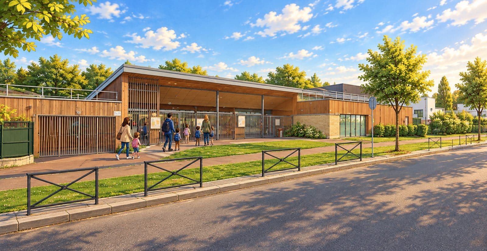 École Jean-Ferrat, maternelle et primaire, au 18 chemin de Biron à Longpont-sur-Orge, à quelques pas du quartier Guiperreux